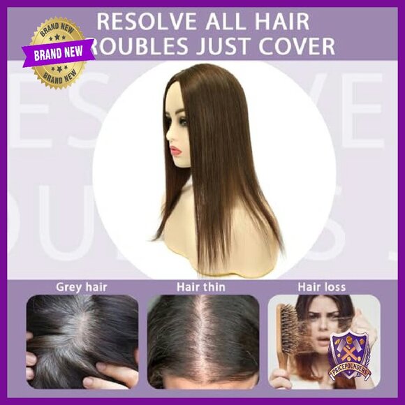 3x5 Inch Silk Base Human Hair Topper, 18 Inch 130% Density main image 4